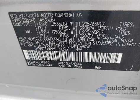 2008 Toyota Rav4 Limited from USA, damaged, VIN JTMBD31V885170243